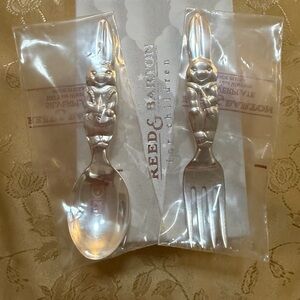 Reed & Barton for Children Silverplate Rabbit Theme Set, Spoon & Fork Never Used